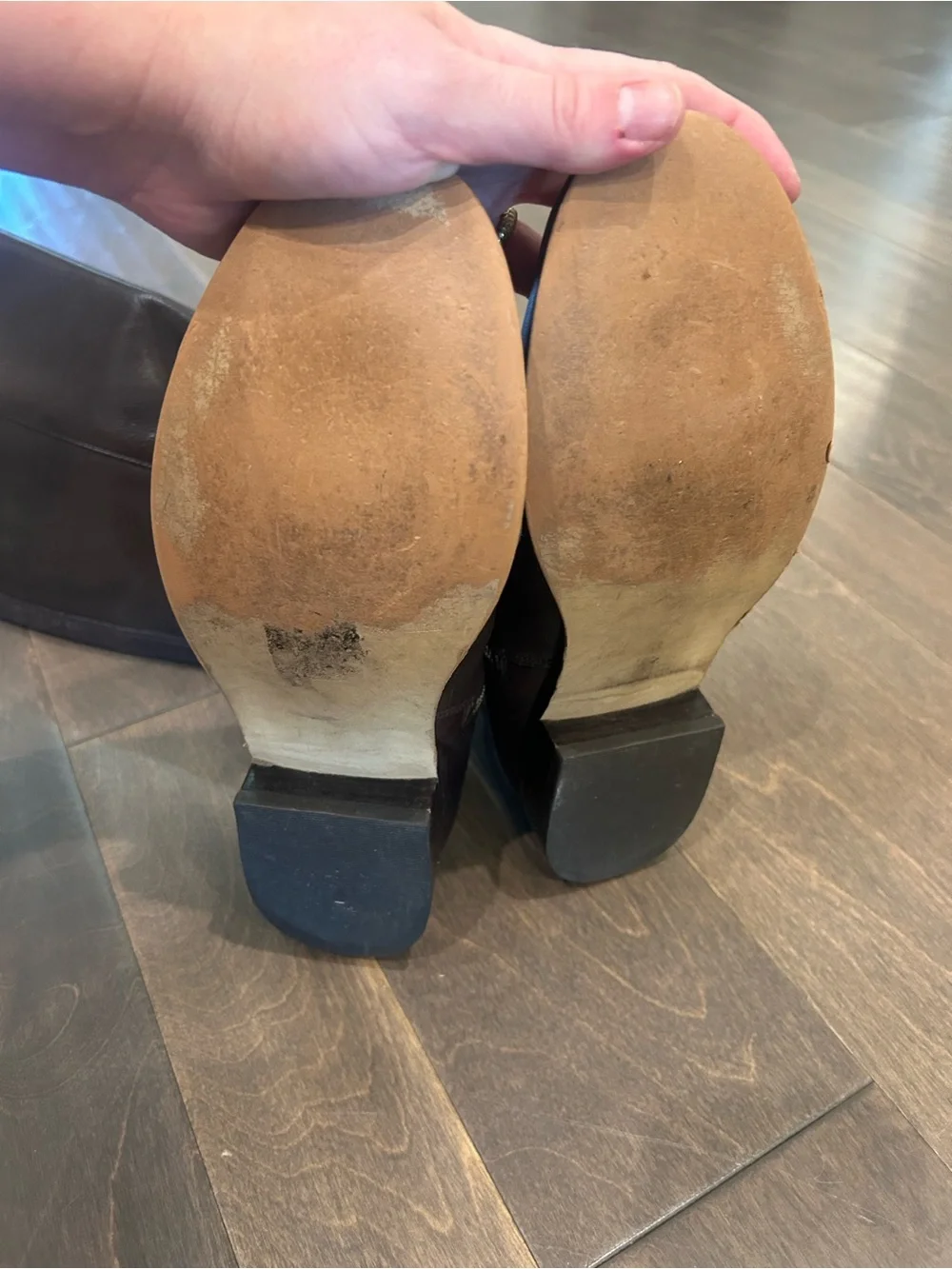 Michael Kors Dark Brown Leather Riding Boots with Gold Hardware